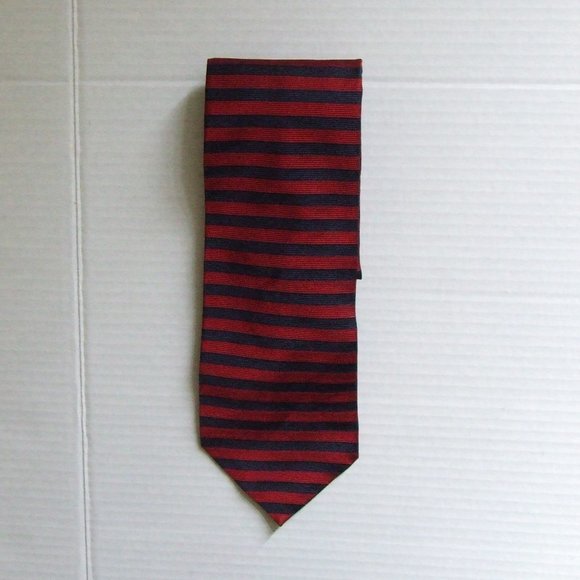 Paolo Gucci tie red blue silk designer necktie 1980s Italian stripes accessories - Picture 1 of 9